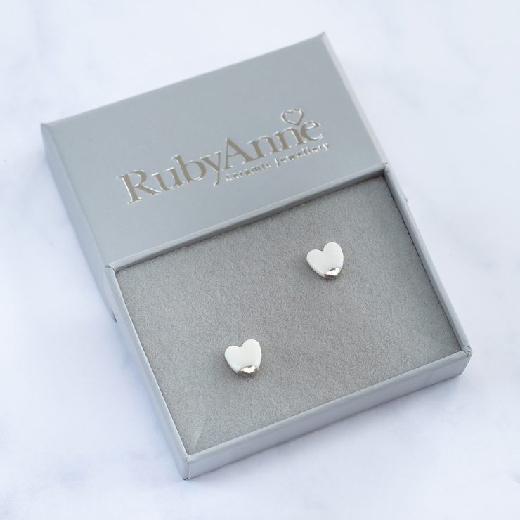Heart Stud Earrings, Platinum Dip, Select From Various Colours