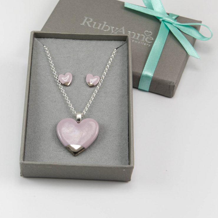 Lilac, Silver, Heart Gift Set, Large, 25mm
