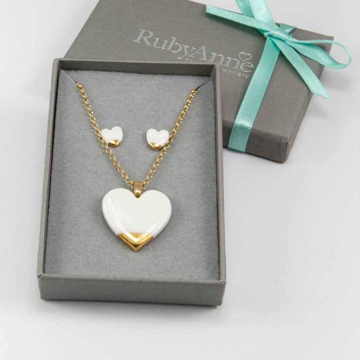White, Gold, Heart Gift Set, Large, 25mm