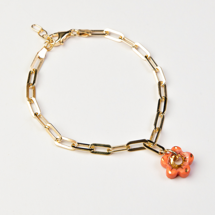 Orange Fleur Bracelet, Gold or Silver