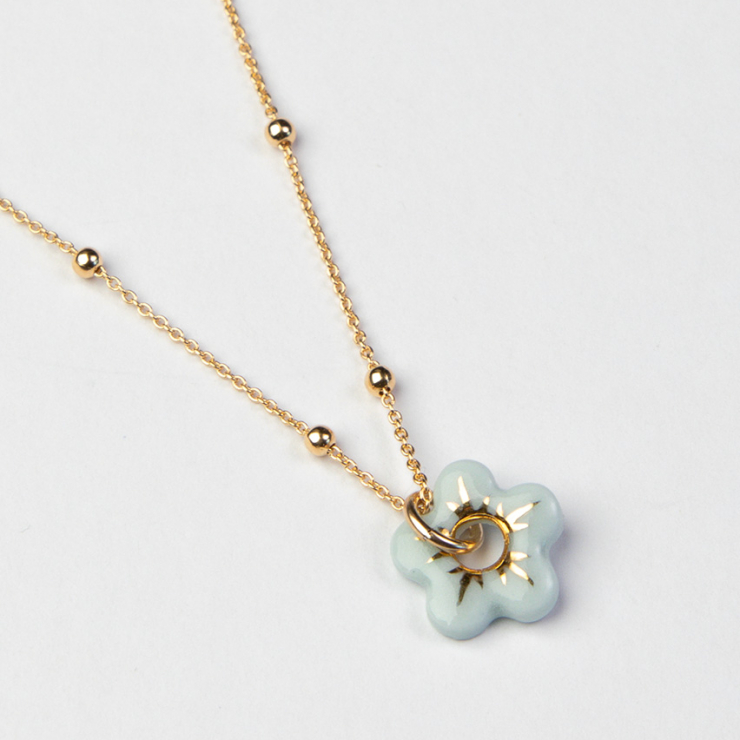 Seafoam Fleur Necklace, Gold