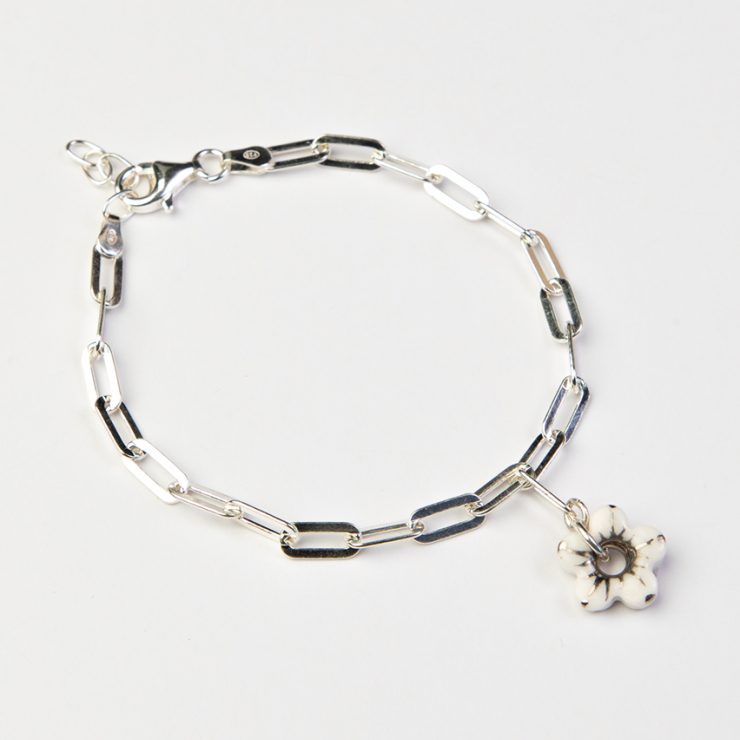 White Fleur Bracelet, Gold or Silver