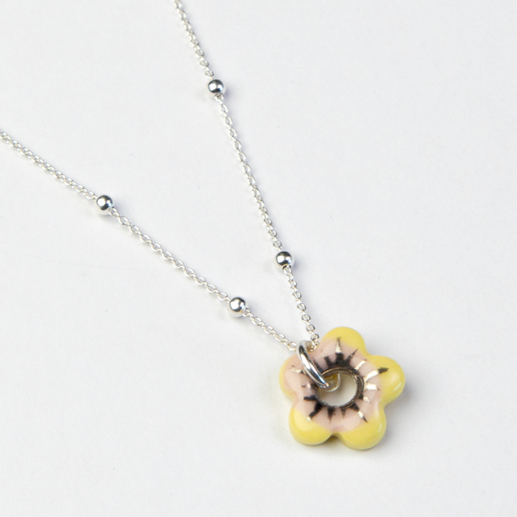 Yellow Fleur Necklace, Silver